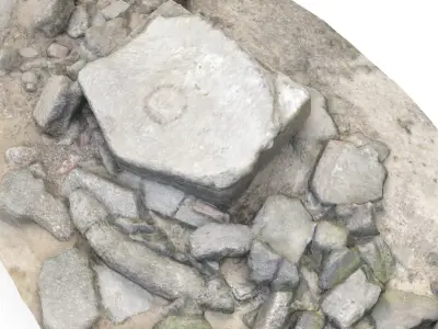 WW2 Destroyed Gun Casemate 2 in Low and High Poly Low-poly 3D model