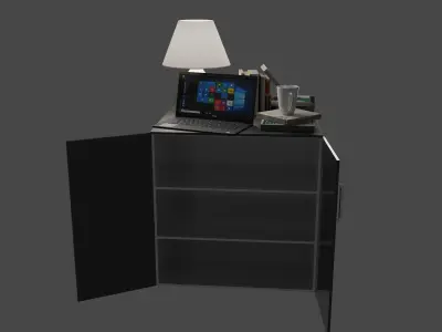 TABLE lamp and books on Free low-poly 3D model