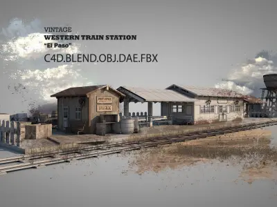 El Paso City Vintage Western Train Station 3D model