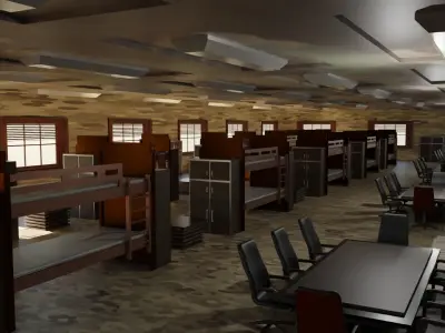 Military Dormitory Low-poly 3D model