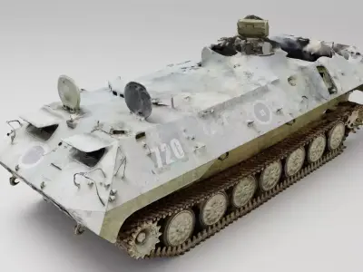 russian MT-LB multi-purpose towing vehicle destroyed in Ukraine 3D model