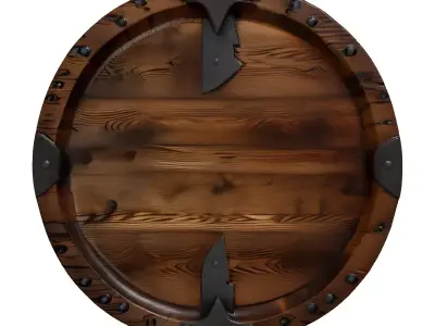 Viking Round Wooden Shield 3D model