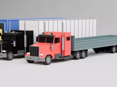 Low Poly Truck 3D Model Pack Free low-poly 3D model