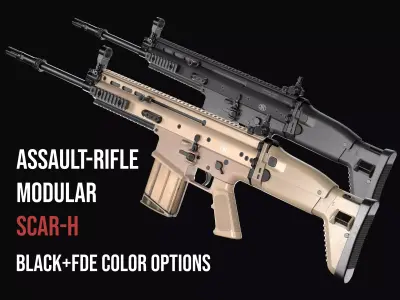 modular assault rifle FN SCAR-H mk 17 Low-poly 3D model
