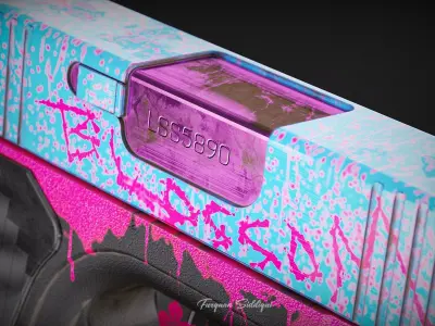 Glock Pistol Blossom Blueprint PBR Gun Low-poly 3D model