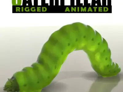 Green Caterpillar Low-poly 3D model
