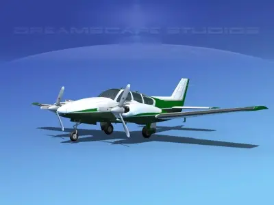 Beechcraft B55 Baron V02 3D model