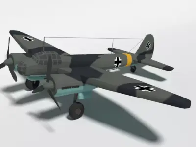 Low Poly Cartoon Junkers Ju 88 WWII Airplane Low-poly 3D model