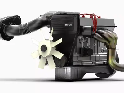 4AGE Toyota Engine Low-poly 3D model