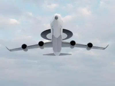 E-3B Style AWACS Radar Plane - Custom 1950s Modernized Jet Low-poly 3D model