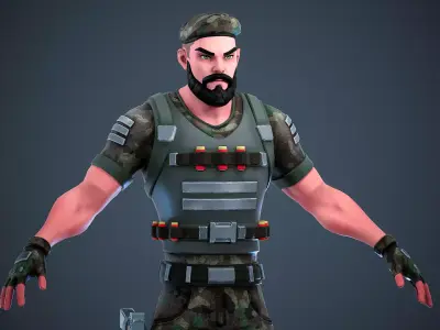 Military Soldier - UE4 UE5 Unity Ready Stylized Character Low-poly 3D model
