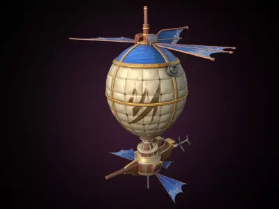 Stylized Solarpunk Airship 3D model