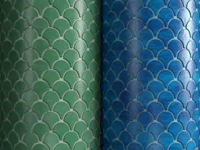 Materials 14- Fish scale tiles PBR 3D model