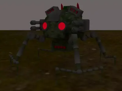 military robot spider killer Low-poly 3D model