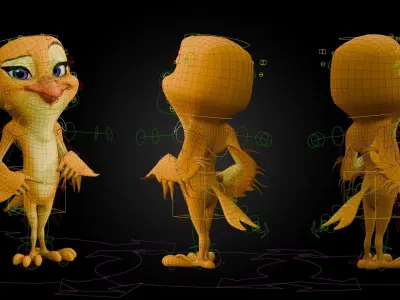Chibi Canary - 3D Yellow - Rigged Cartoon Bird Low-poly 3D model