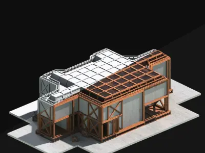 Medieval Low Poly Building Castle Wooden Village Stone House 31 Low-poly 3D model