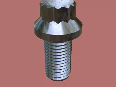 Steel Stained M10 12 Point Bolt 4K PBR 3D model