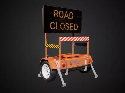 Traffic Message Sign Trailer Low-poly 3D model