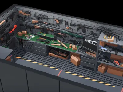 Poligonal Weapon Rack Low-poly 3D model
