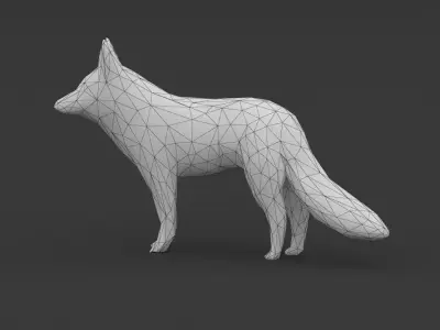 Low Poly Fox polygonal Low-poly 3D model