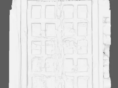 Ancient ruined doors of broken ruined house 3D model