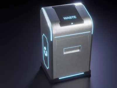 Sci-Fi Trashcan Low-poly 3D model