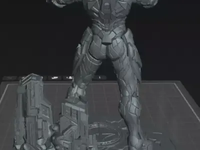 Warrior Crimson Pulse Enforcer Sci-Fi 3D Printable Miniature 3D print model