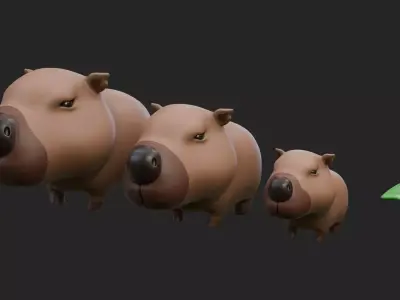 Cute Capybara  Low-poly 3D model