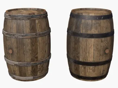 Wooden Barrels Assets 6 Low-poly 3D model