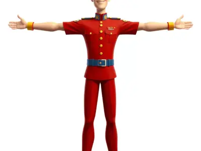 Animated Officer Character model pack Low-poly 3D model