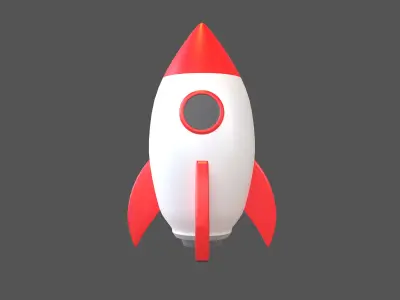 Cartoon Rocket V1 002 Low-poly 3D model