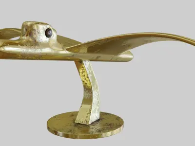 Desk Antique Or Accessories Like A Bird And Plane 3D model