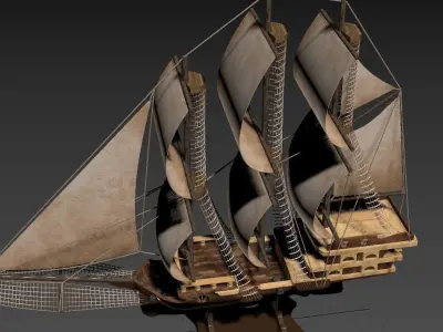 ship and table Free 3D model