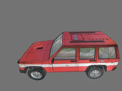low poly fireman jeep Low-poly 3D model