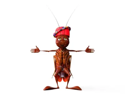 Cockroach Character Low-poly 3D model