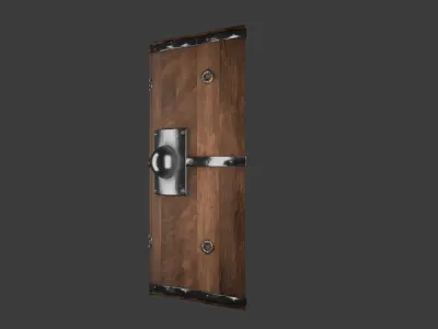 Wooden scutum shield Low-poly 3D model
