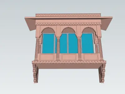 indian jodhpuri stone jharokha 3d modal 3D model