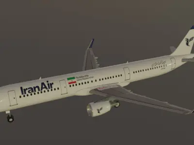 Iran Air Airbus a321-211 low poly 3D Model  Low-poly 3D model