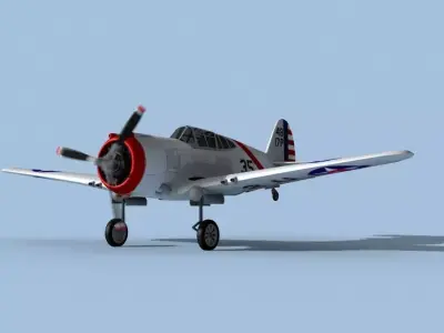 Curtiss P-36C Hawk V04 USAAF 3D model