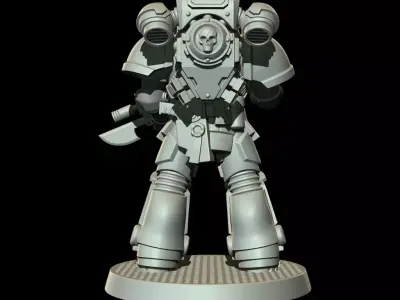 Sci-Fi Heavy Trooper STL Modular Power Armor 32mm Miniature V5 3D print model
