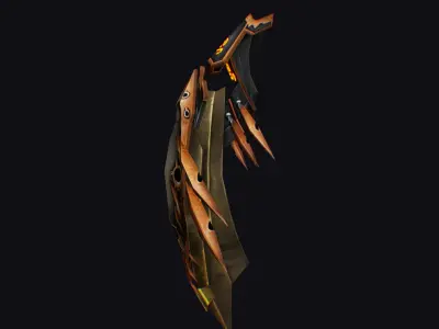 Fantasy Heavy Shield Steel Armor Cartoon Golden Orange Style Low-poly 3D model