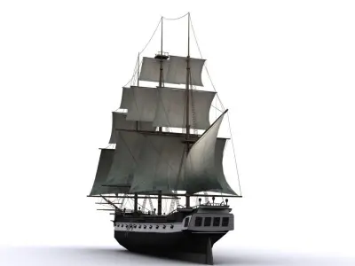 Warship corvette Low-poly 3D model