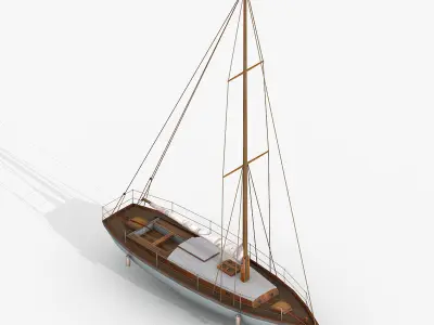 Sailboats and Yacht Collection Pack - 4 Lowpoly 3D Models Low-poly 3D model