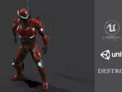 Destroyer Scifi  Low-poly 3D model