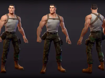 Cartoon male character Soldier Stan  Low-poly 3D model