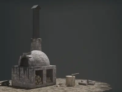 Medieval Stone Oven Low-poly 3D model