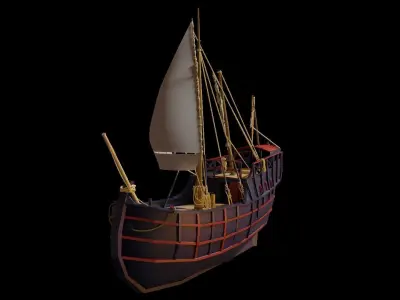 Ship 3D Model sailing boat Low-poly 3D model