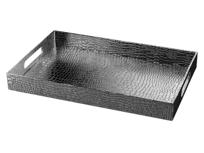 Alligator Leather Tray Model, Silver 