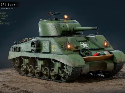 WW2 Tank Sherman M4A2 Realtime 3D model