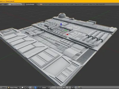 scifi space ship Panel Low-poly 3D model